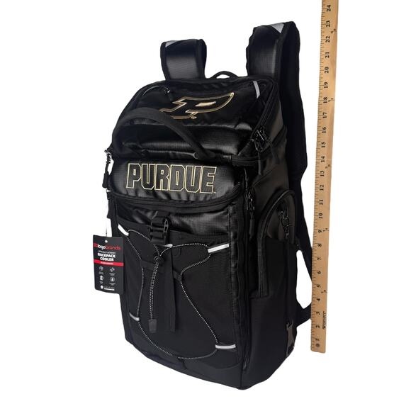 NCAA Purdue BACKPACK COOLER Large 26 Can Boilermakers Padded 20” Black Lunch Box - Picture 3 of 16